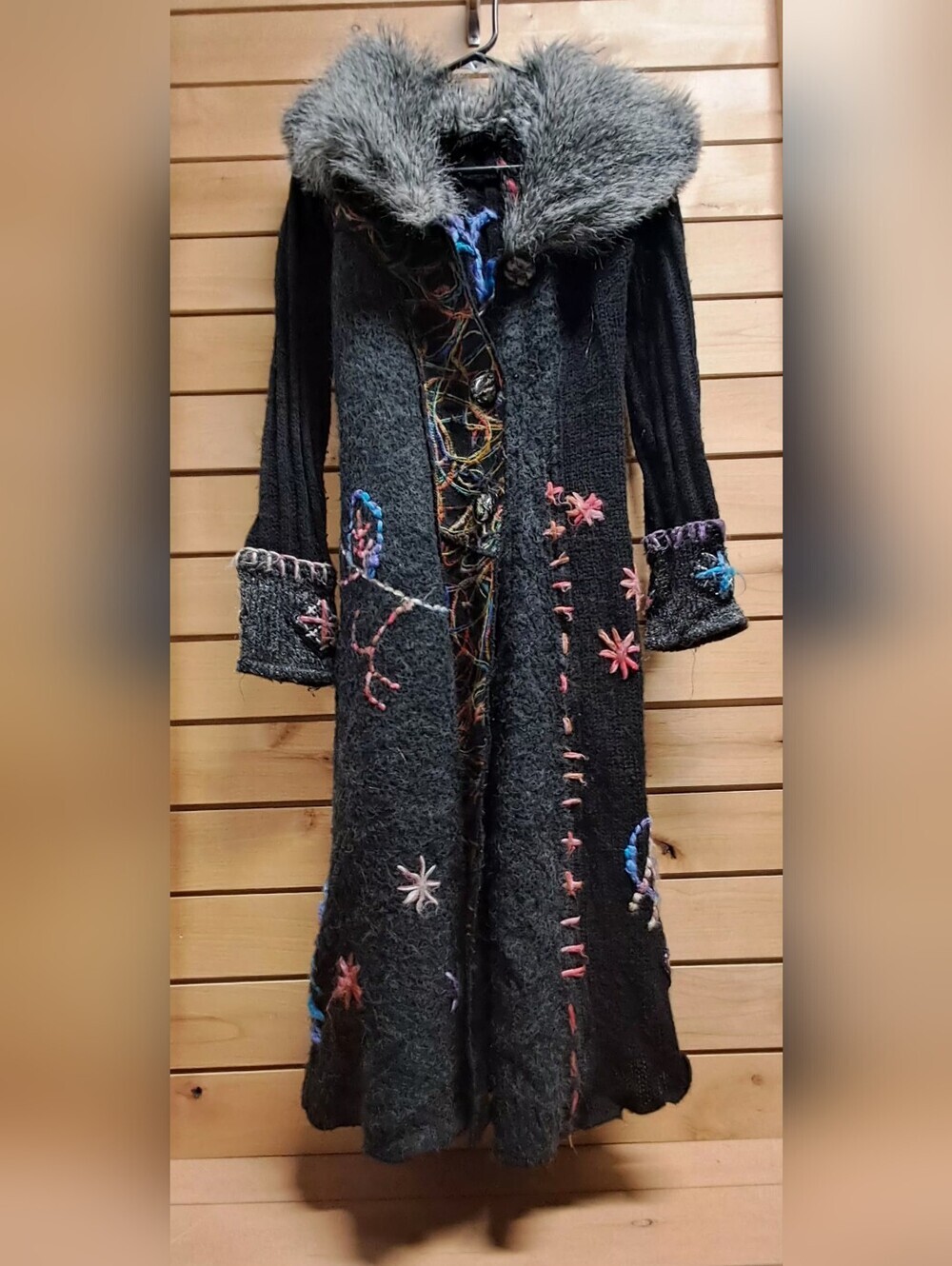 Griffolie Paris Mohair Blend Knit Embroidered Full Length Cardigan Size XS/S
